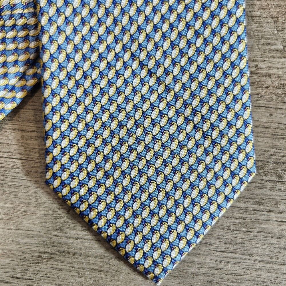 Jos A Bank Executive Collection Yellow Blue Green Geometric Silk Tie Motif 3.5"